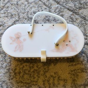 Suki Vintage Lucite pink chenille poodle purse